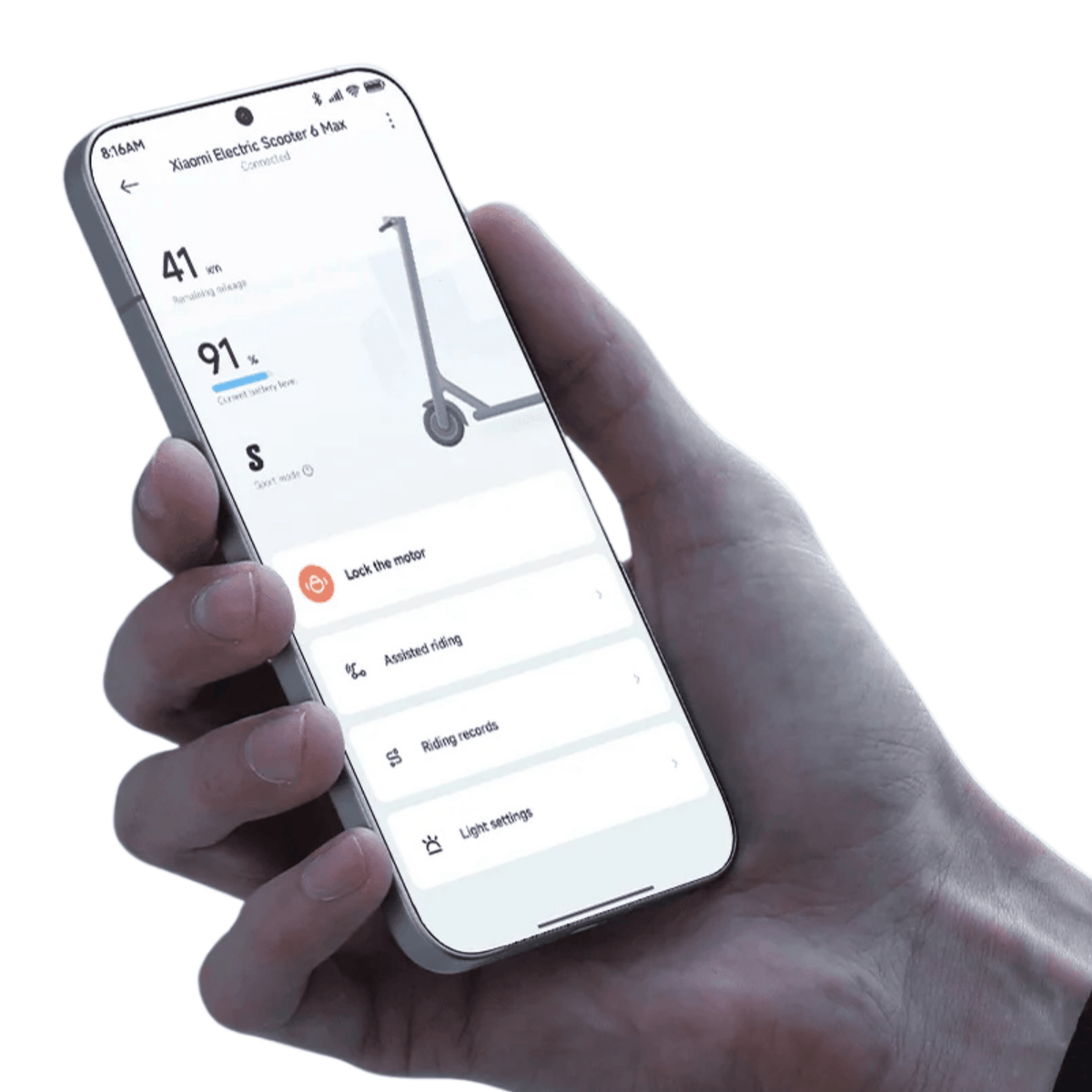 Mobilappen som styr Xiaomi 6 Max GL elsparkcykel