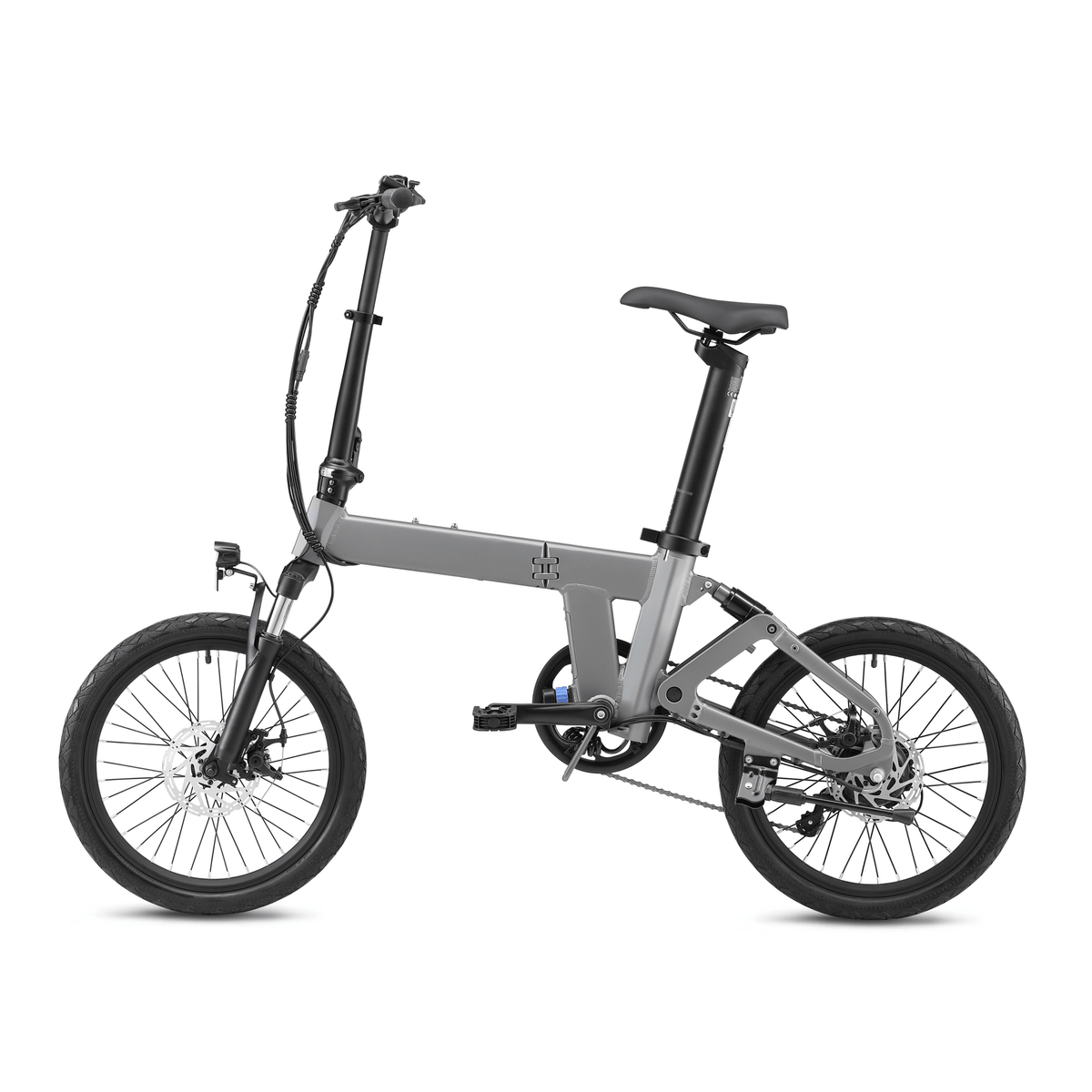 YANGOR H19 hopfällbar elcykel sedd från andra sidan i färgen grå