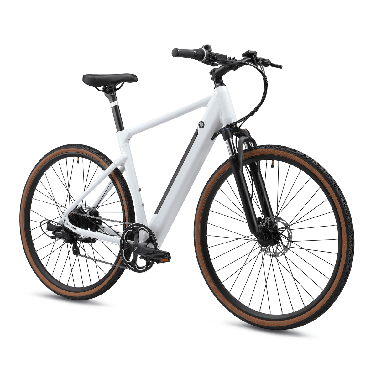 YANGOR H700 elcykel snett framifrån från motsatt sida i färgen vit