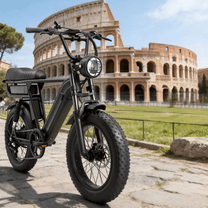 YANGOR Y20 Pro Max fatbike-elcykel snett framifrån i färgen svart i en park
