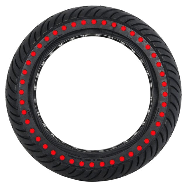 Halvmassivt däck 8,5" Dot Edition för Xiaomi med röda detaljer, sedd framifrån